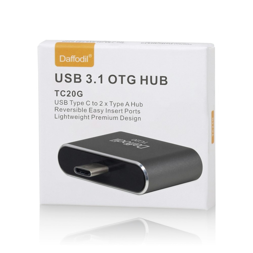 image 1 of USB C to USB A Dual Splitter Adapter For Chromebook, Smartphone, Tablet - Daffodil TC20