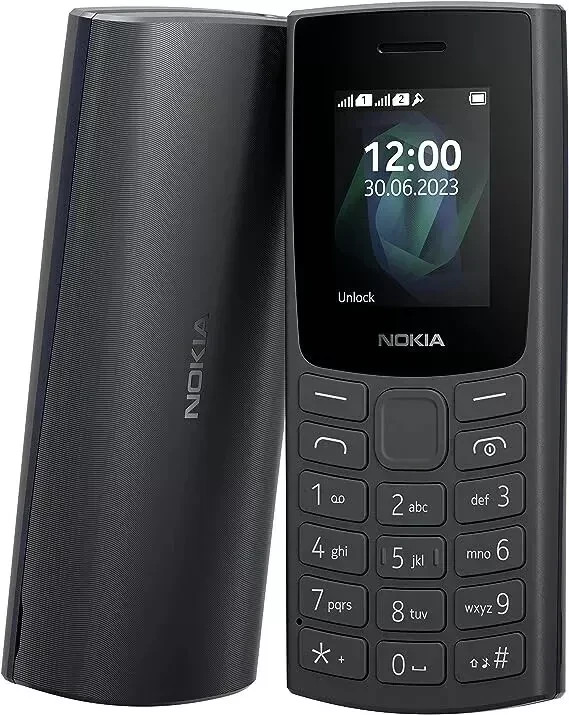 Nokia 105 Feature Phone with long-lasting battery, 12 hours of talk-time, wireless FM radio, large display, and tactile keyboard, Dual Sim - Charcoal