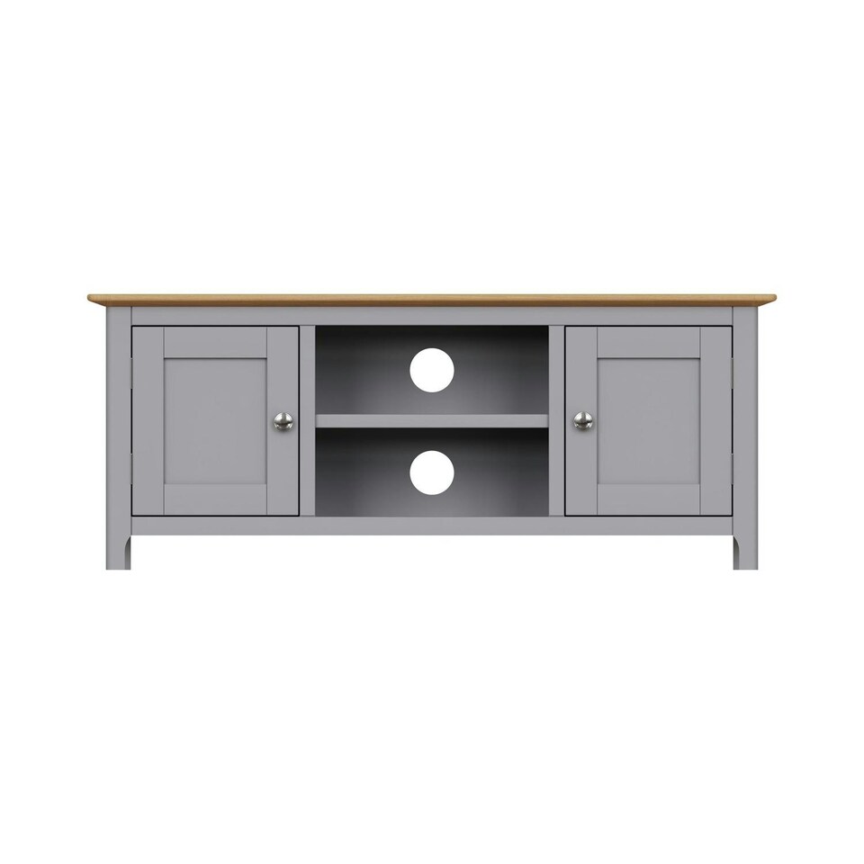 image 1 of Taberno Oak 2 Door TV Unit Dove Grey Grey