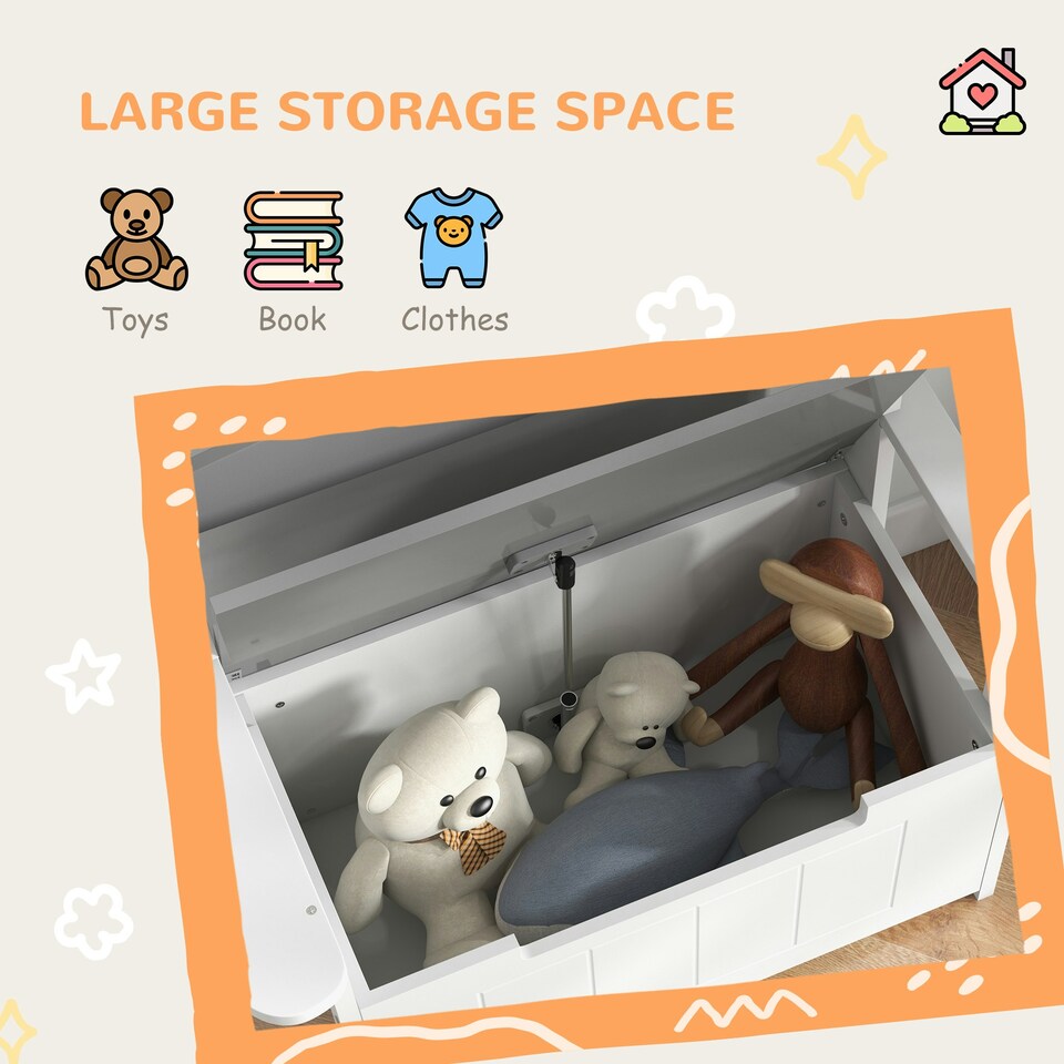 image 1 of AIYAPLAY 2 in 1 Toy Box for Kids with Safety Lid for Bedroom, Nursery Grey | 68.5L x 34W x 58Hcm