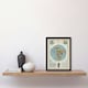 image 2 of American School Air Age World Map Polar Black Framed Wall Art Print A4