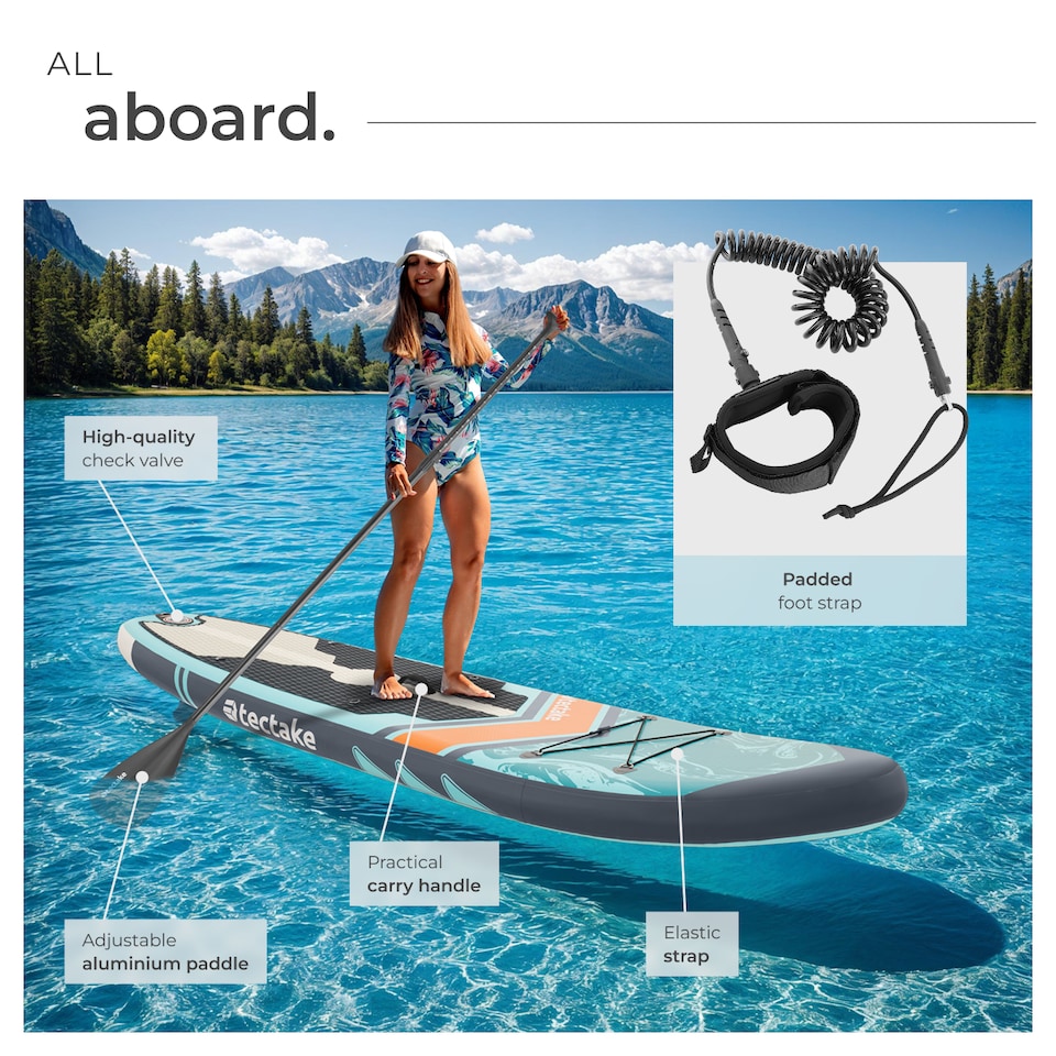 image 1 of 2-in-1 inflatable SUP kayak, with paddle, pump, backpack | Blue | turquoise/orange | 1