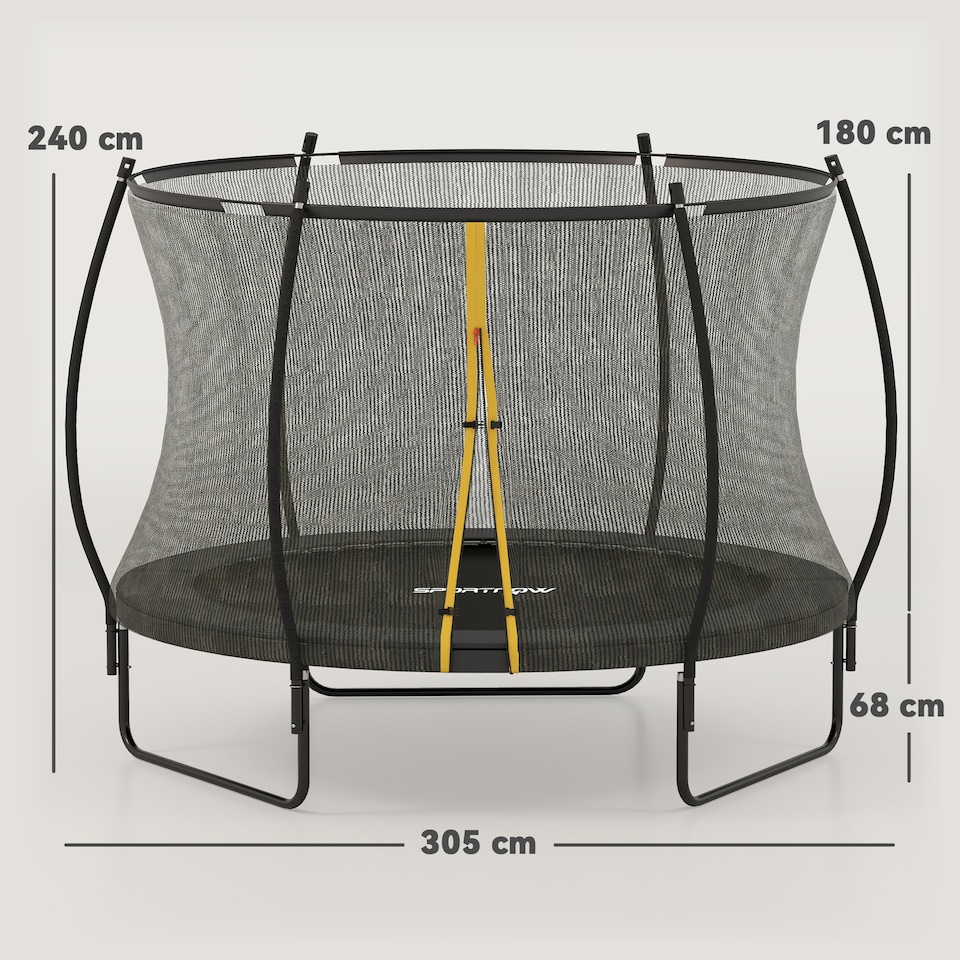 image 1 of SPORTNOW 10ft Trampoline with Enclosure Net and Spring Cover, Black