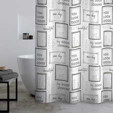 Catherine Lansfield Relax and Unwind 180x180cm Shower Curtain Grey / Black | Grey | Grey / Black | One Size