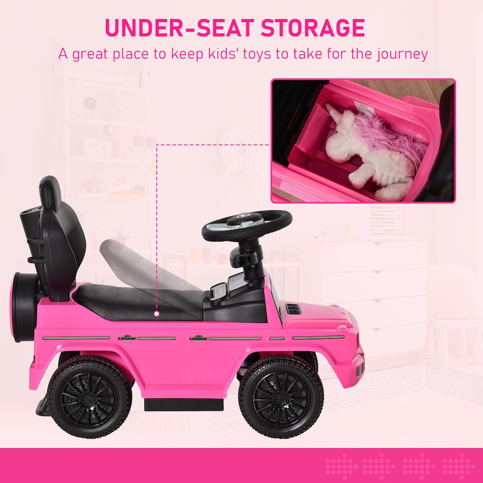 image 1 of HOMCOM 3 in 1 Kids Children Ride on Push Car Toddler Sliding Car G350 Licensed Walker Foot to Floor Slider Push-Along with Horn Steering Wheel NO POWER Manual, Pink