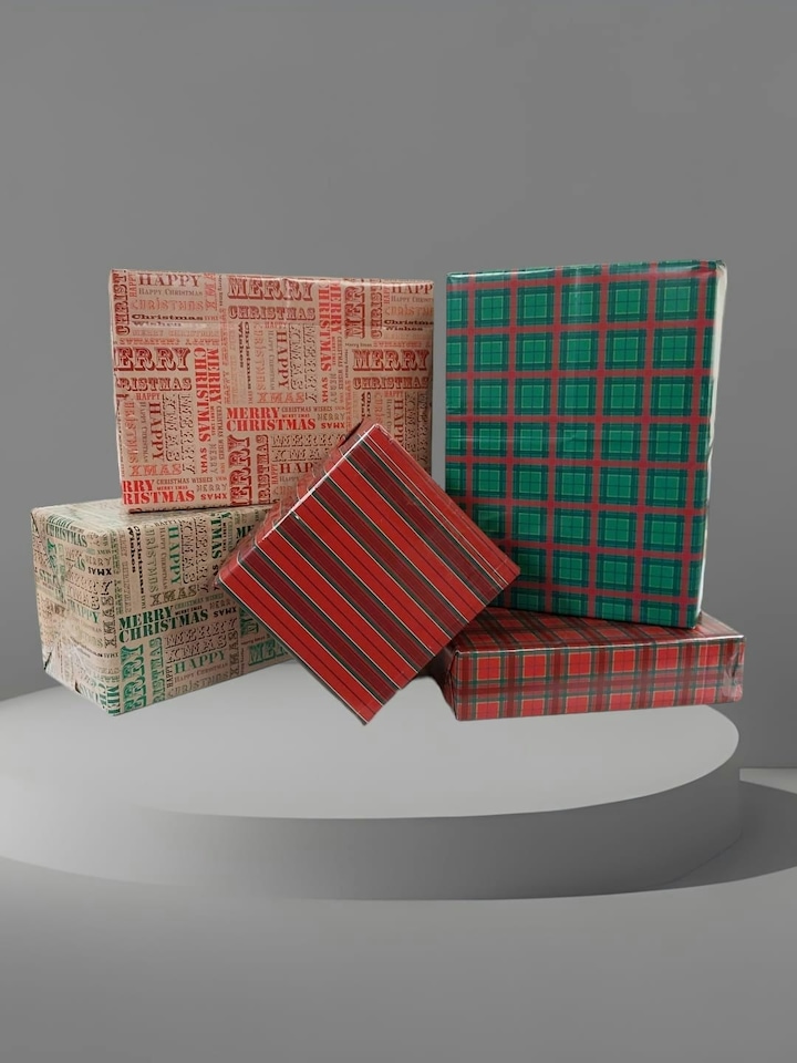 image 1 of 10 Sheet of Mix Designer' Soft touch Foiled Christmas Giftwrap