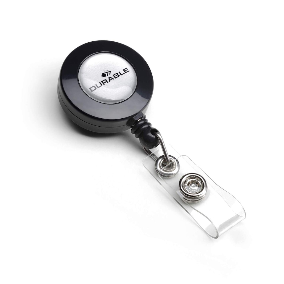 image 1 of Durable Secure Retractable Clip Badge Reel for ID Cards & Keys | 10 Pack | Black