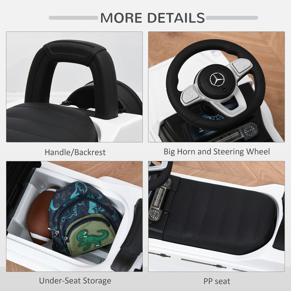 image 1 of HOMCOM Benz G350 Kids Ride on Sliding Car w/ Under Seat Storage No Power White