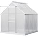 image 1 of Outsunny Polycarbonate Walk-in Garden Greenhouse w Sliding Door Silver Tone
