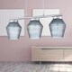 image 6 of First Choice Lighting Set of 2 Fraser Smoked Textured Glass 3 Light Pendant Bars Chrome | Clear