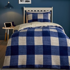 Bedlam Cosy Theo Check Duvet Cover Set Blue