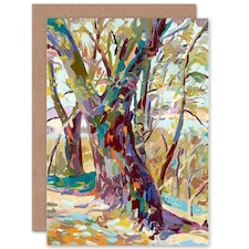 Multicoloured Trees Branches Forest Art Blank Card