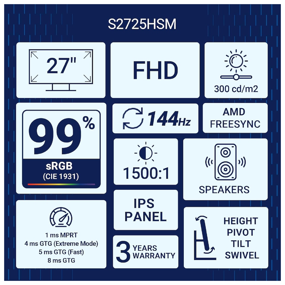 image 1 of Dell Plus S2725HSM 27-Inch IPS Full HD 144Hz 1ms Height Adjustable Monitor with Speakers