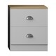 image 3 of FWStyle Esher 2 Drawer Bedside Table Matt White With Oak Top