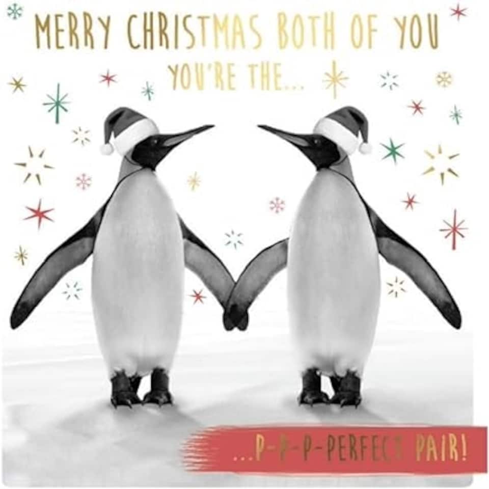 image 1 of Merry Christmas To Both Of You Christmas Card With Gold Foil