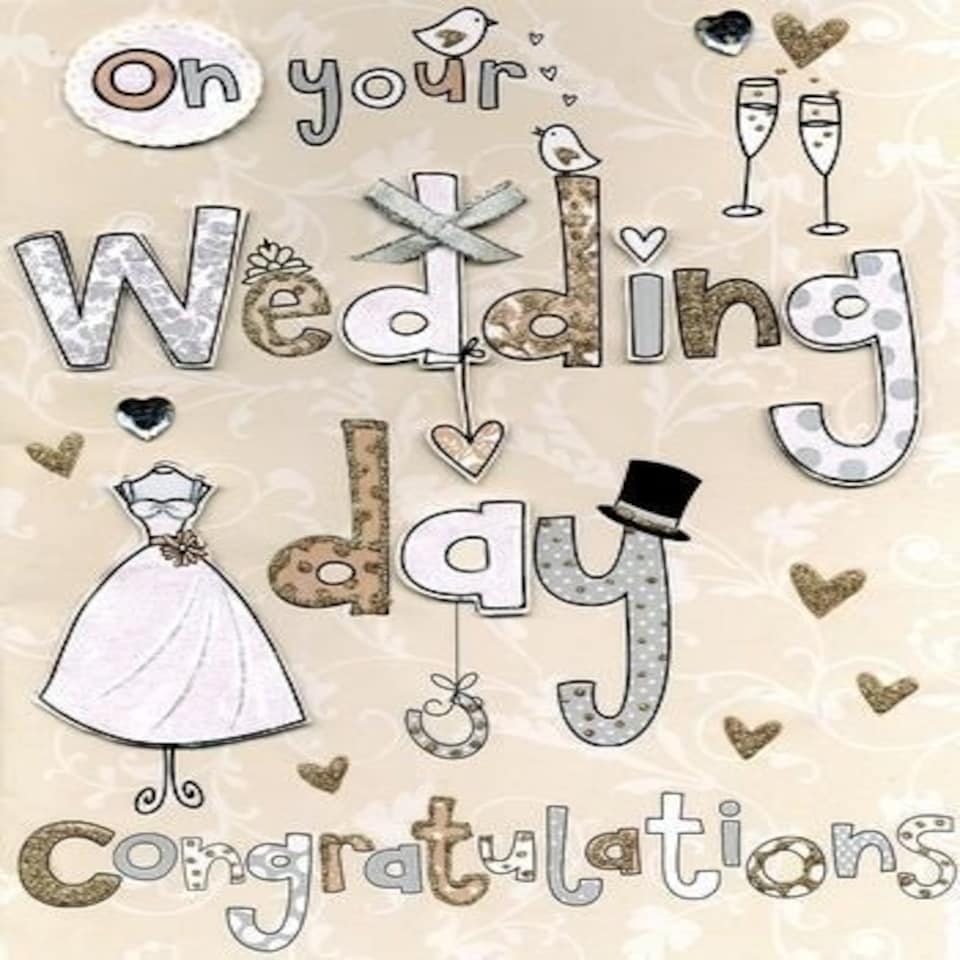 image 1 of Second Nature Collectable Large Greeting Card " On your Wedding Day Congratulations