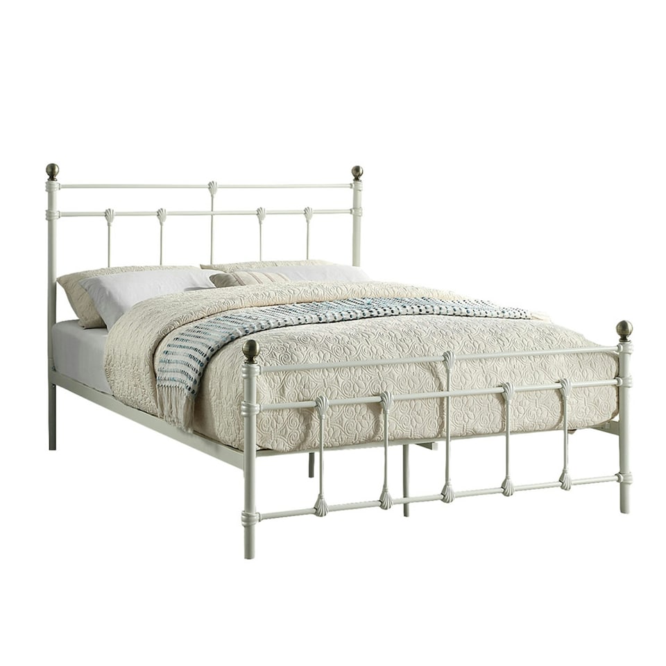 image 1 of Bayford Traditional Vintage Style White Metal Bed Frame (Small Double) | White | White | Small Double