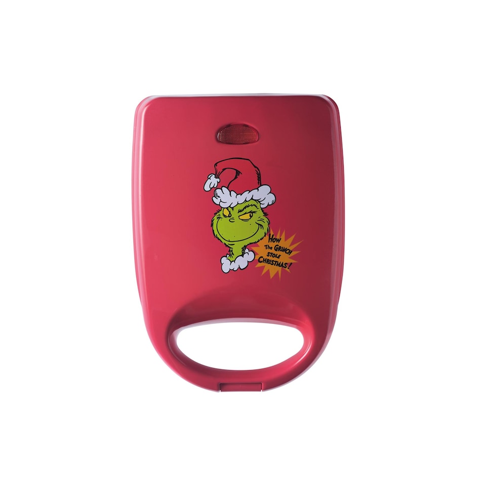 image 1 of The Grinch Sandwich Toastie Maker With Non Stick Plates Red