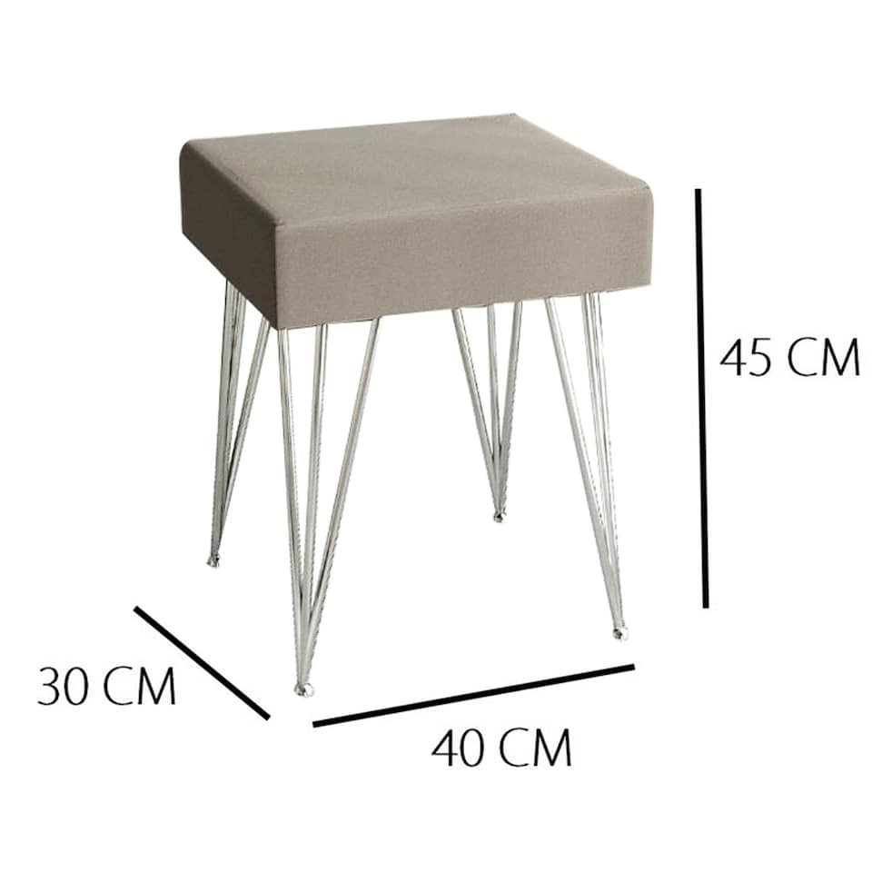image 1 of CARME Home - Olivia Silver Velvet Padded Stool