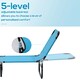 image 3 of Outsunny Reclining Lawn Chaise Lounge Folding Chair Adjustable Backrest, Blue