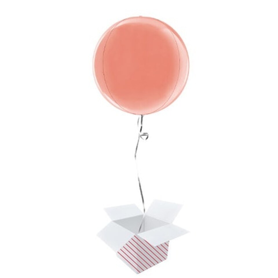 Rose Gold 4D Small Globe Foil Helium Balloon - Inflated Balloon in a Box