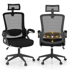COSTWAY Ergonomic Office Chair Adjustable Swivel Lumbar Support Black