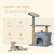 image 3 of PawHut Cat Scratching Post with Bed House Perch Toy for Indoor Cats, Grey
