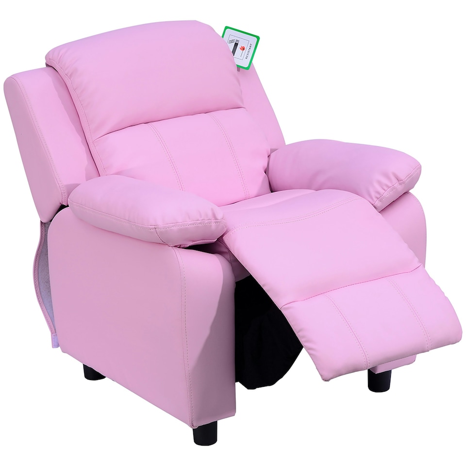 image 1 of HOMOM Kids Recliner Armchair PU Leather Game Chair Children Sofa Seat Pink