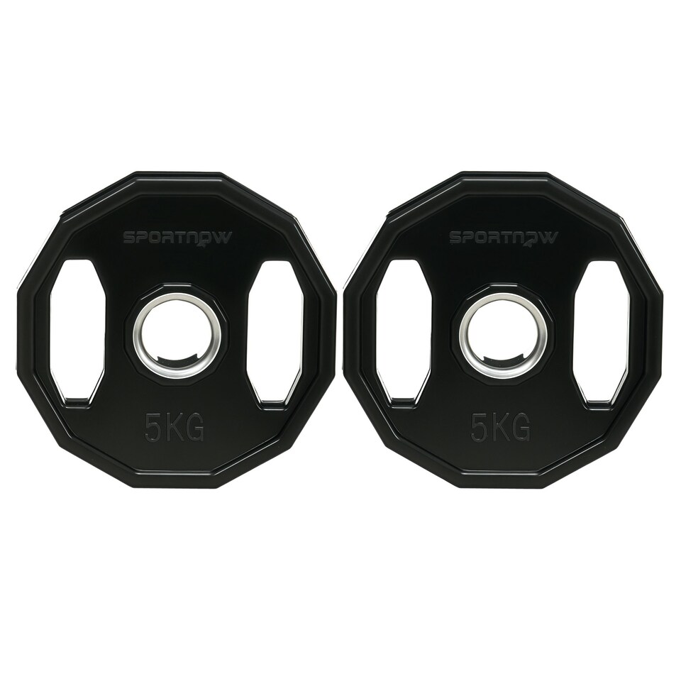 image 1 of SPORTNOW Olympic Weight Plates Set with 2"/5cm Holes for Home Gym, 2 x 5kg