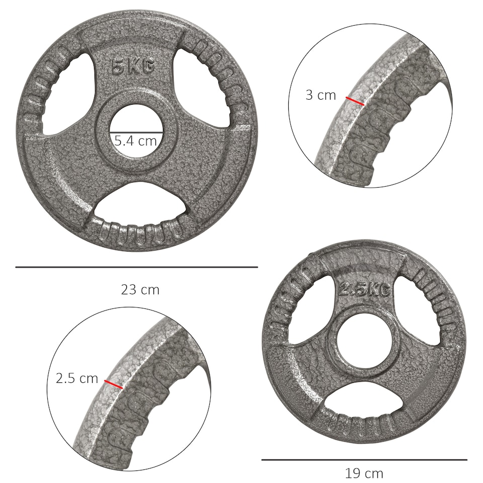 image 1 of HOMCOM Olympic Weight Plates Sets with 2 x 5kg, 2 x 2.5kg for StrengthTraining