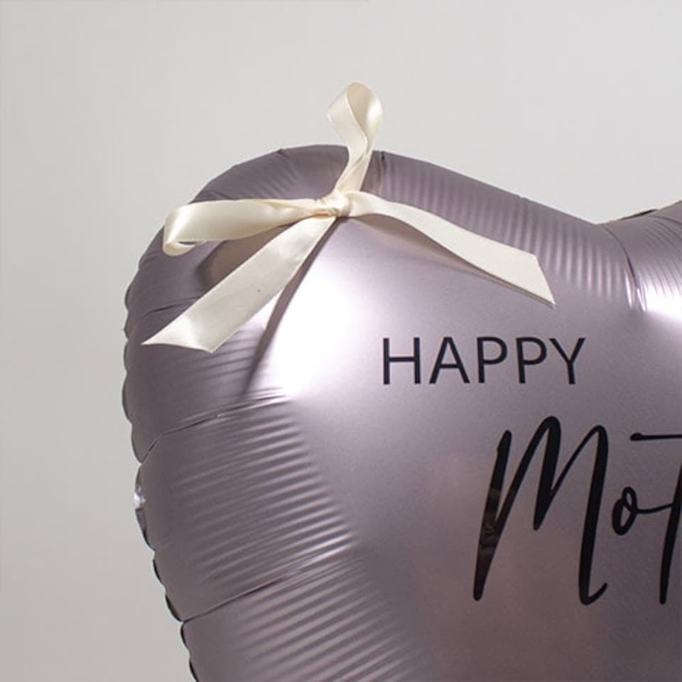 image 1 of Happy Mother's Day Greige Heart Shape Tabletop Balloon Display - Inflated Balloon In A Box