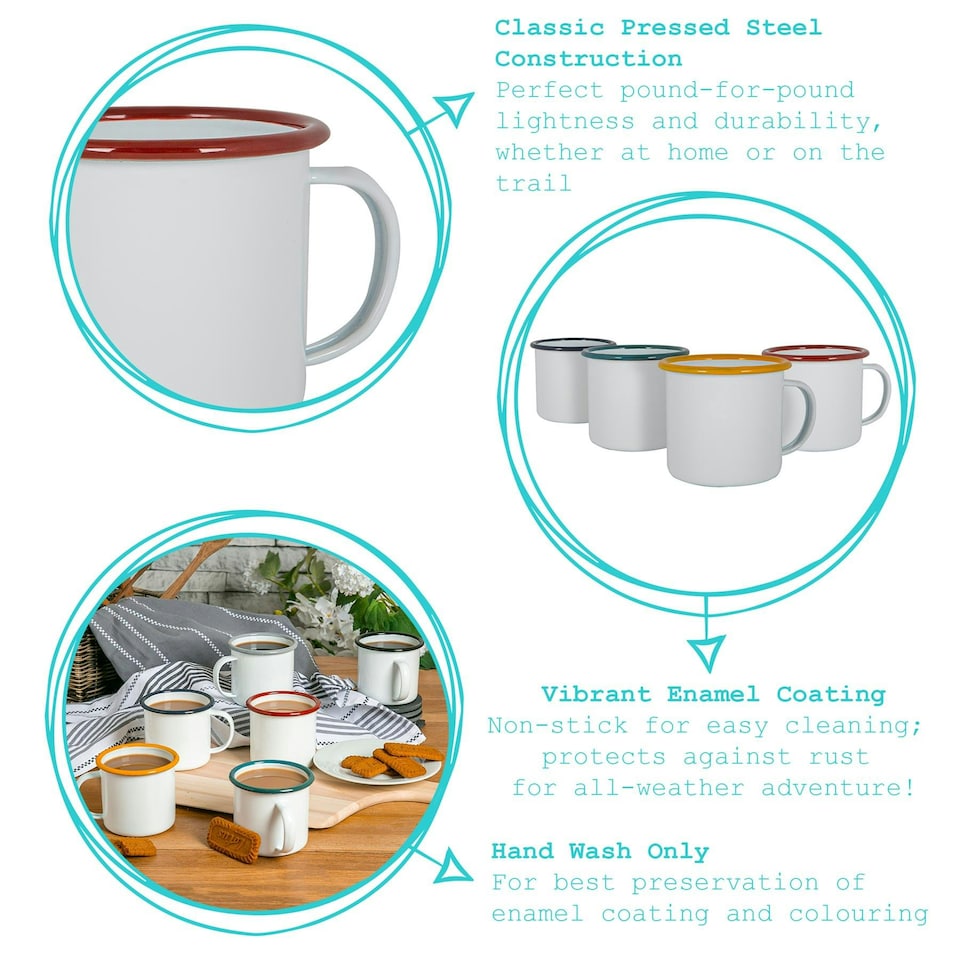 image 1 of Argon Tableware White Enamel Mugs - 375ml - 6 Colours Multi