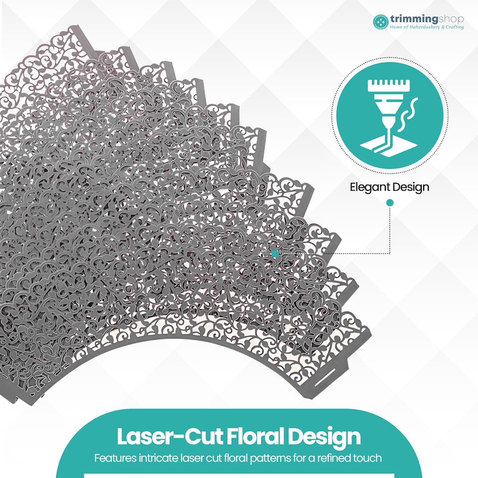 image 1 of Cupcake Wrappers Laser Cut Floral Design Paper Cup Holders - 25pcs