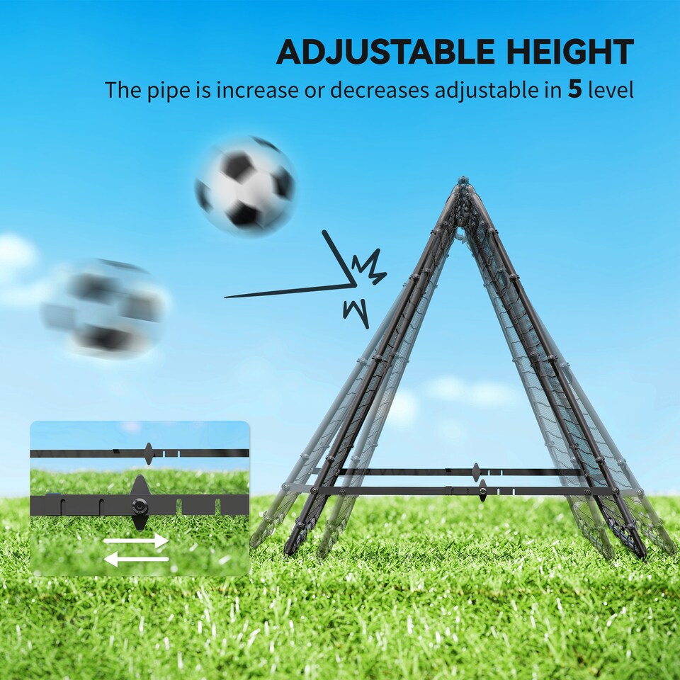 image 1 of HOMCOM Double-Sided Football Rebounder Net, Football Rebound Net Target Goal with Five Adjustable Angles, Black | Black