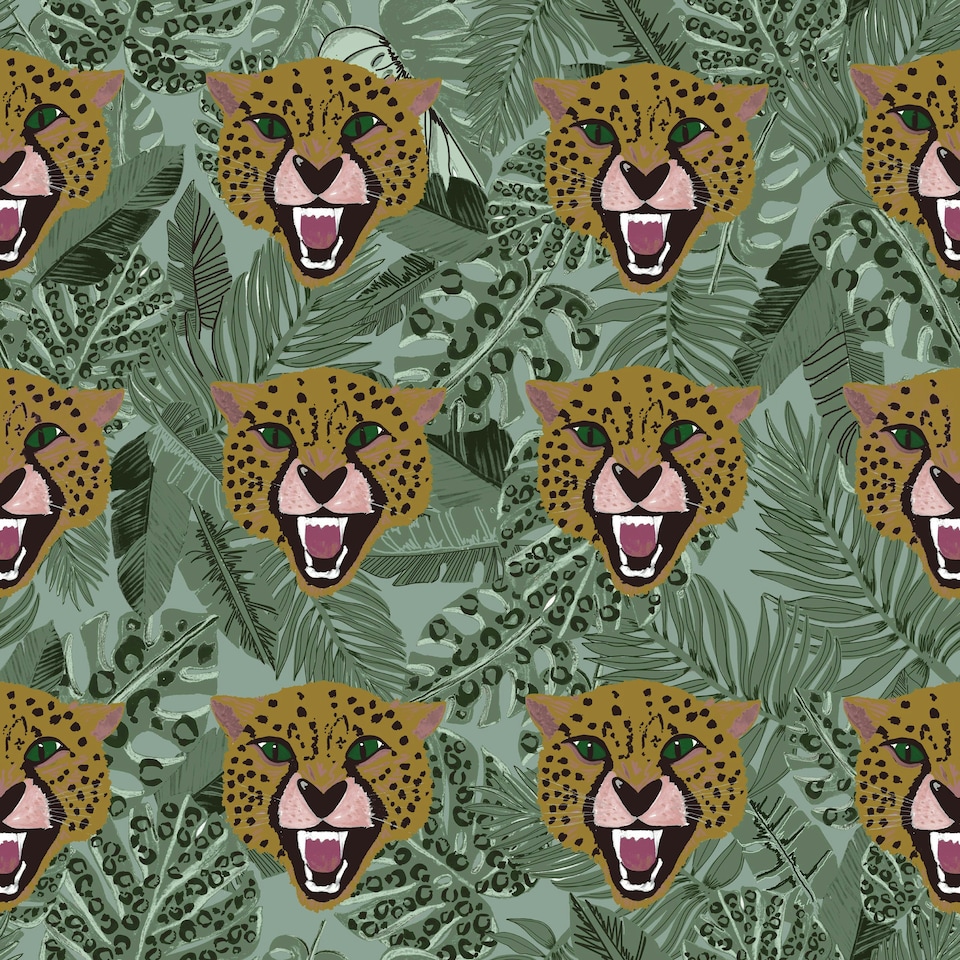 image 1 of furn. Untamed Cheetah Botanical King Duvet Cover Set