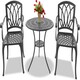 image 1 of Centurion Supports POSITANO Luxurious Garden and Patio Table and 2 Large Chairs with Armrests Cast Aluminium Bistro Set - Grey