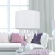 image 7 of Fiji - White Linen with Silver Fleck Detail Jewelled Pendant Shade White | Clear