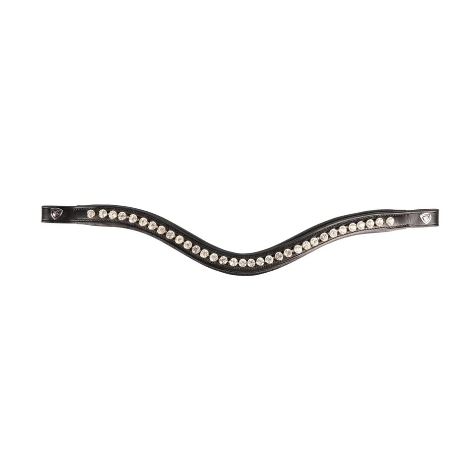 Hy ProPresicce Signature Leather Curved Horse Diamante Browband | Black | Black | Cob | 1