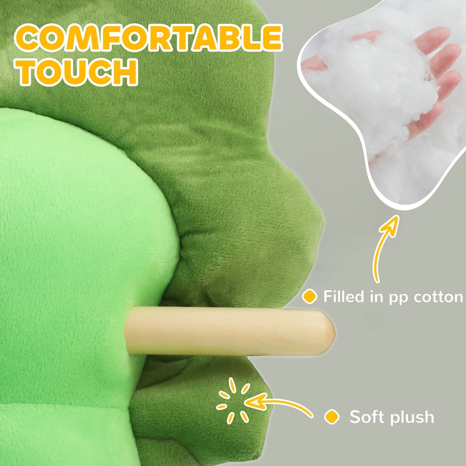 image 1 of AIYAPLAY Rocking Animal, Dinosaur Themed Rocking Ride on with Animal Sounds, Safety Belt, Wooden Base, Pedal, for Toddlers 18-36 Months, Green