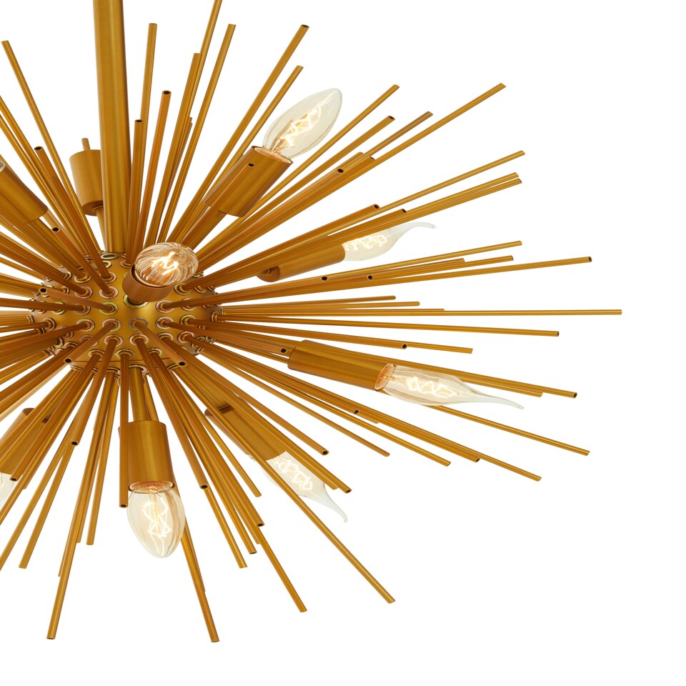 image 1 of Interiors by Premier Brass Finish Metal Pendant Light, Luxe Contemporary Ceiling Light With 12 Bulb Holders