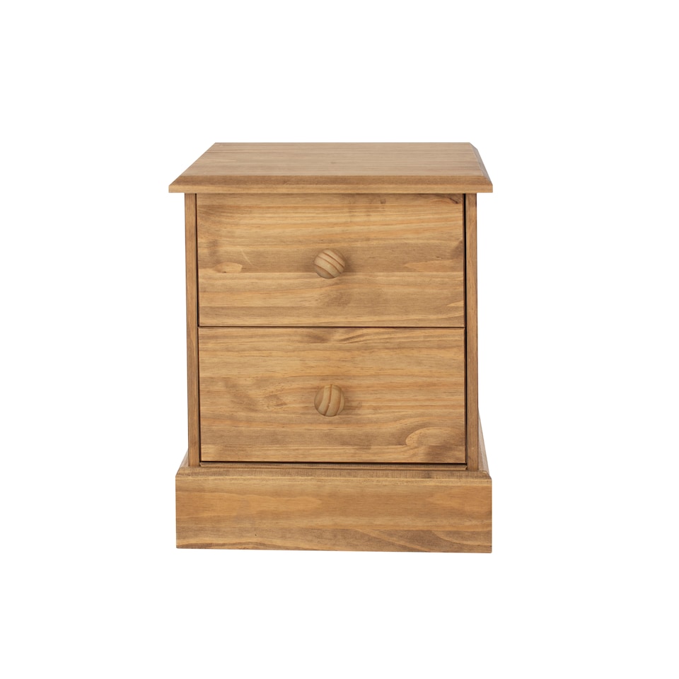 image 1 of Cotswold 2 Drawer Bedside Cabinet - Antique Waxed Pine, Traditional Rustic Country Design | Brown | Antique Waxed Pine | One Size | 1