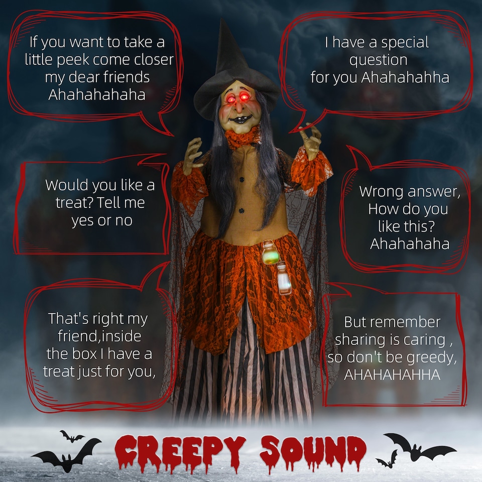 image 1 of HOMCOM Outdoor Halloween Animatronic with Sound Activated, Light Up Eyes