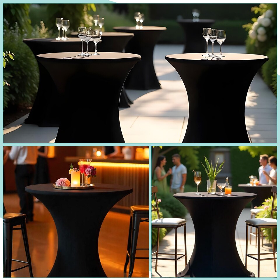 image 1 of 1pc Cocktail Spandex Tablecloth, Table Cover with Leg Pockets - 32" Round