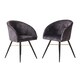 image 1 of Set of 2 Vittorio Velvet Dining Chairs with Black Metal Legs, Quilted Design Modern Accent Chair | Black