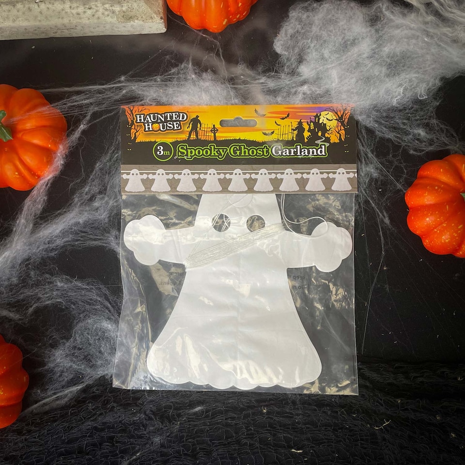 image 1 of PMS Halloween Ghost Paper Garland 3M - Reusable Party Decoration