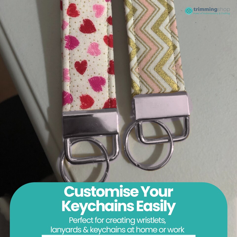 image 1 of 25mm Lanyard Keychain Hardware Fob Key Ring with Ring Clamps - 5pcs