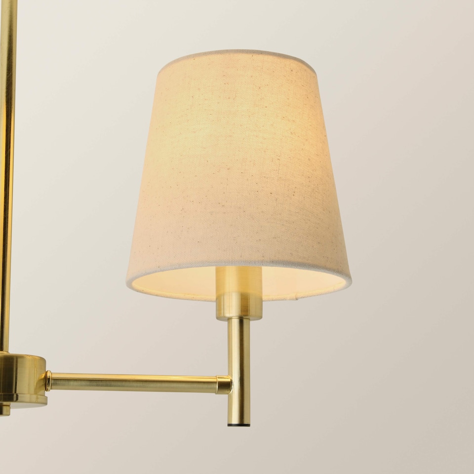 image 1 of ValueLights Kincaid 3 Arm Gold Chandelier Ceiling Light Taper Shades and Bulbs