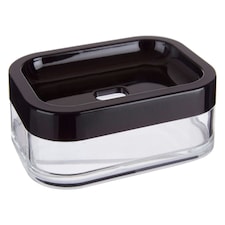 Interiors by Premier Black Acrylic Soap Dish, Rectangular Draining Soap Tray With Self-Draining Hole, Compact Soap Dish Holder