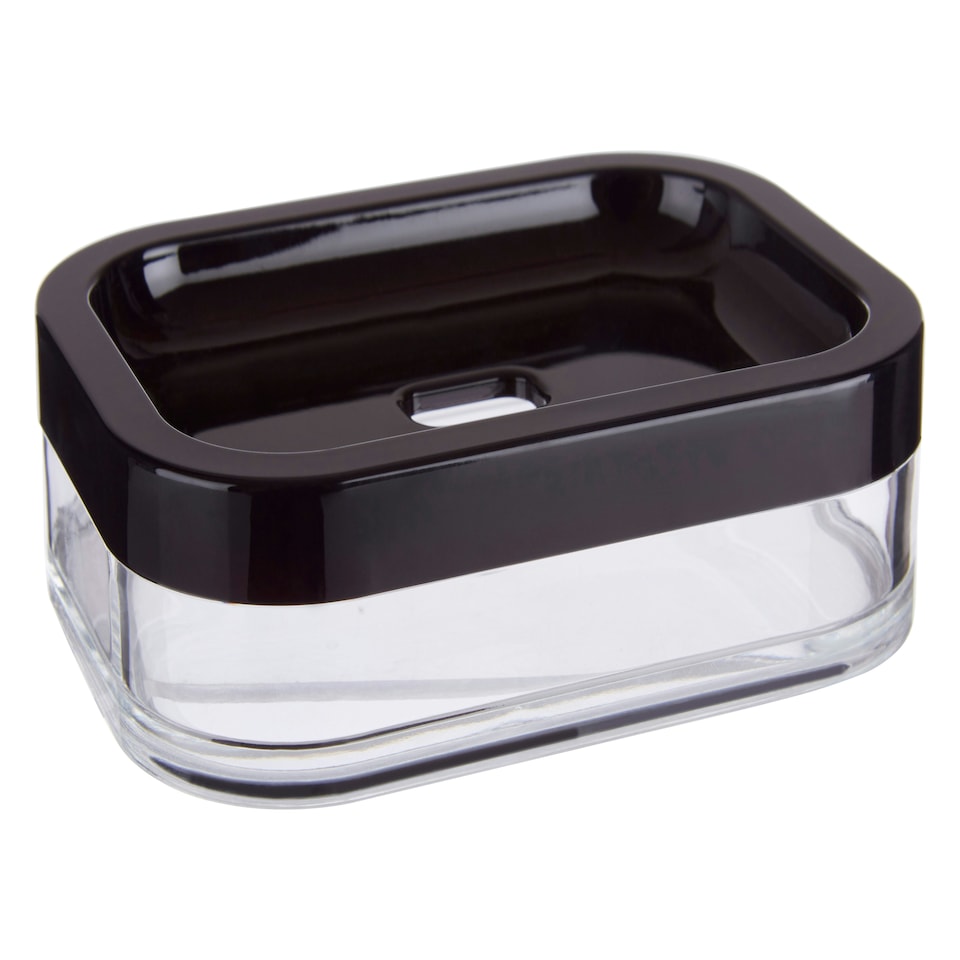 image 1 of Interiors by Premier Black Acrylic Soap Dish, Rectangular Draining Soap Tray With Self-Draining Hole, Compact Soap Dish Holder