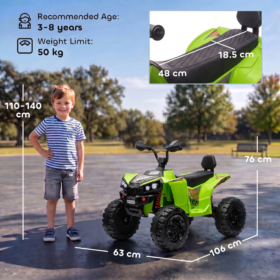 image 1 of AIYAPLAY 24V 2 Seater Electric Quad Bike for Boys Girls, Ride On Car ATV